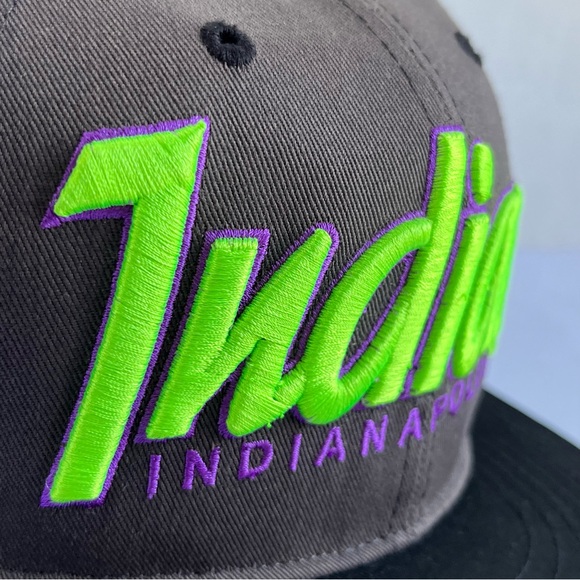 Indianapolis Indians 47 Brand MLB Gray Neon Green Embroidered Snapback Hat - Picture 4 of 15